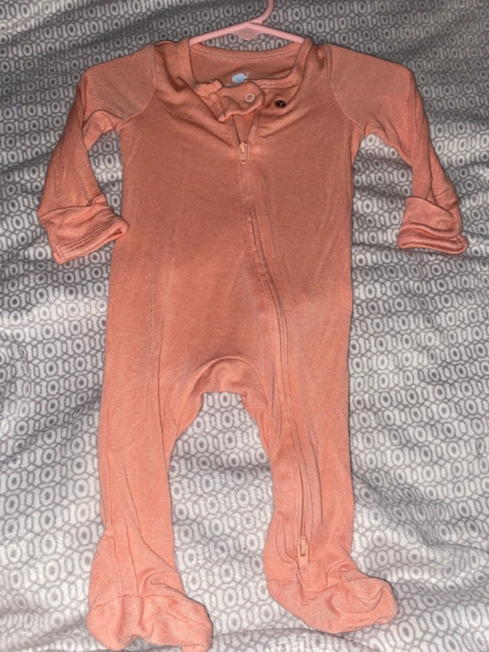 cloud island Peach Zip-Up Footed Baby One-Piece